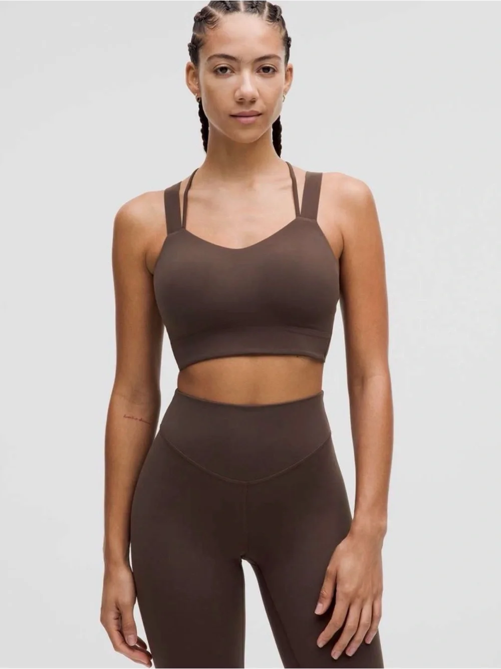 Lululemon Athleta Like A Cloud Longline Bra Espresso D/DD - Size 10